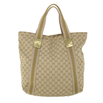 GUCCI GG Canvas Sherry Line Tote Bag Beige Pink gold 189669 ep1541