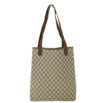 GUCCI GG Canvas Web Sherry Line Tote Bag PVC Leather Beige 40 02 003 ep1554