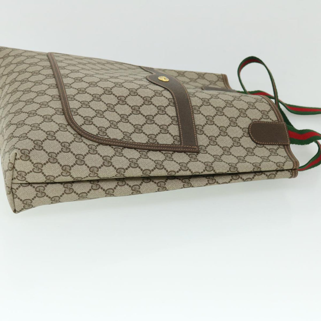 GUCCI GG Canvas Web Sherry Line Tote Bag PVC Leather Beige 40 02 003 ep1554