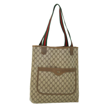 GUCCI GG Canvas Web Sherry Line Tote Bag PVC Leather Beige 39 02 003 ep1555