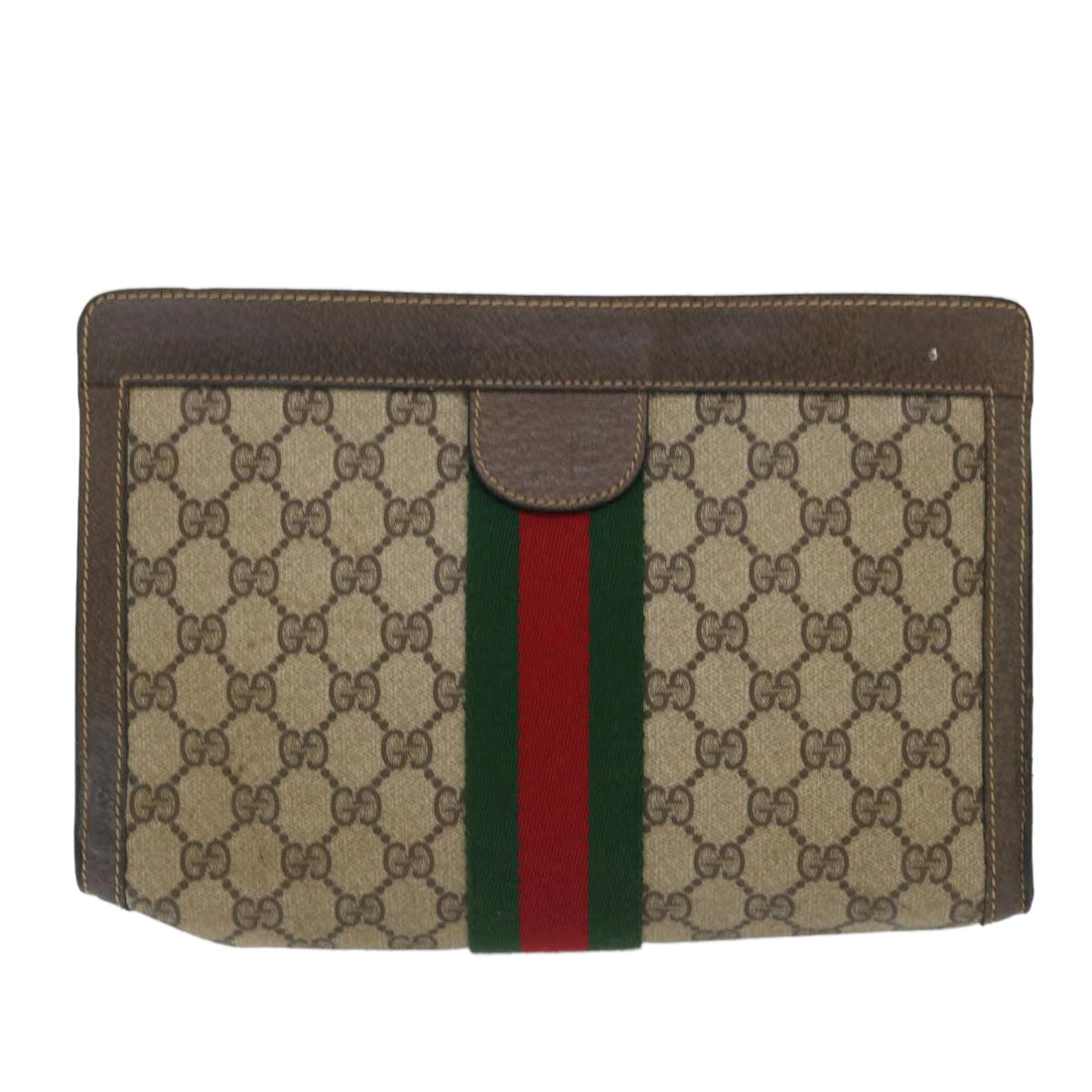 GUCCI GG Canvas Web Sherry Line Clutch Bag Beige Red Green 89 01 002 ep1566