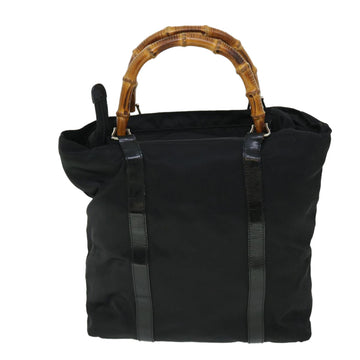 GUCCI Bamboo Hand Bag Nylon Black ep1568