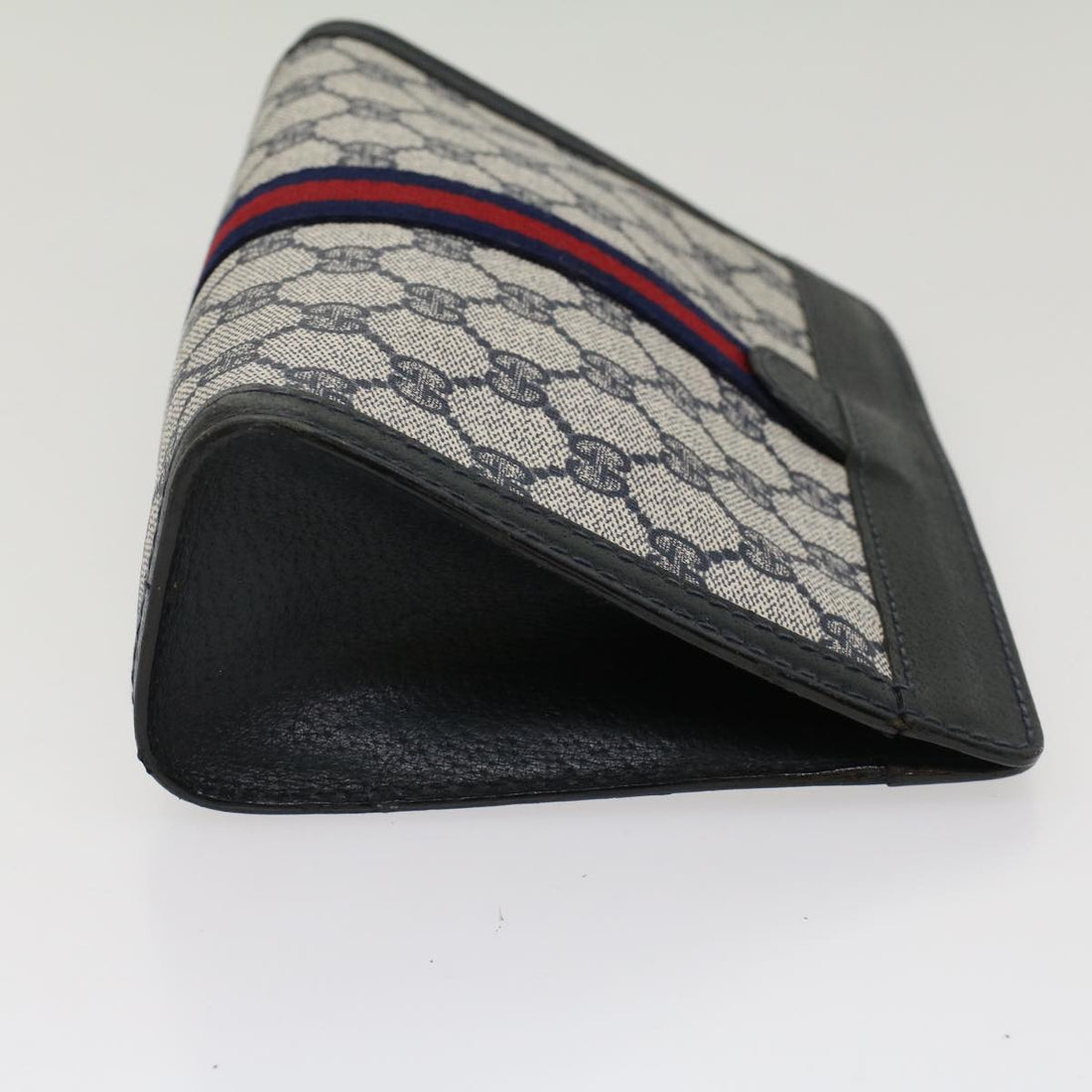 GUCCI GG Canvas Sherry Line Clutch Bag Gray Red Navy 04 014 2125 23 ep1574