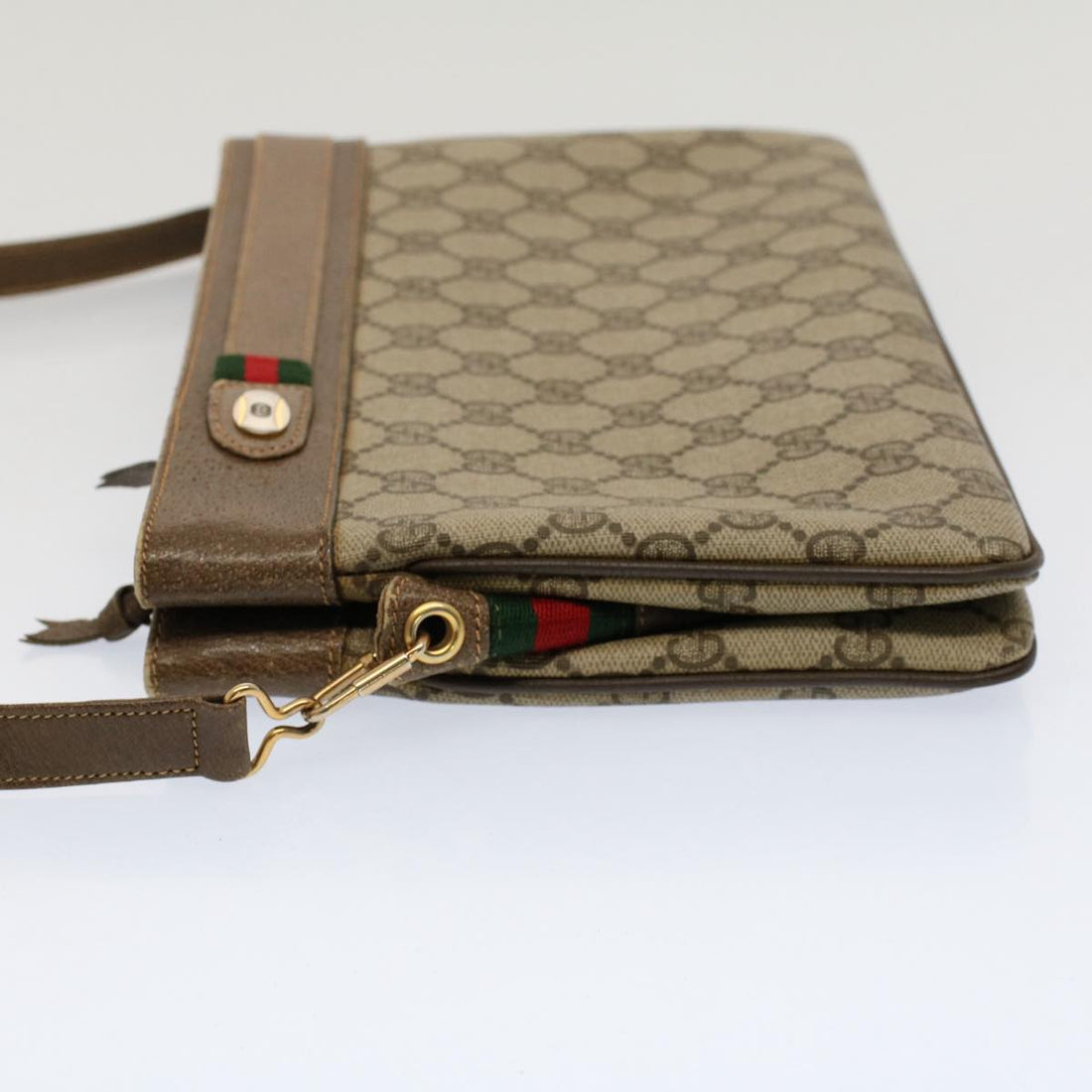 GUCCI GG Canvas Web Sherry Line Shoulder Bag Beige Red Green ep1575