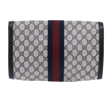 GUCCI GG Canvas Sherry Line Clutch Bag Gray Red Navy 07 014 3087 ep1579