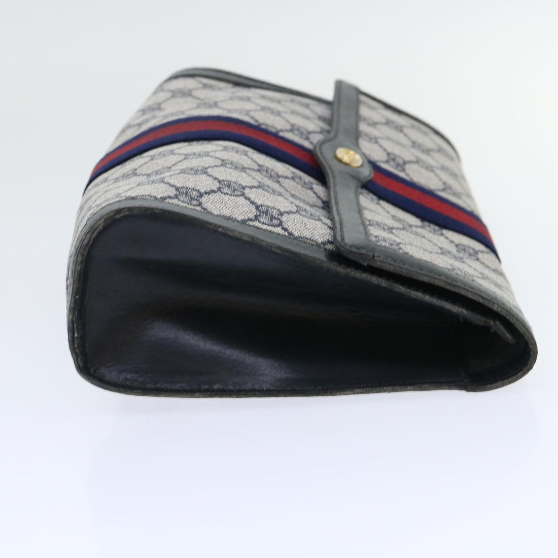 GUCCI GG Canvas Sherry Line Clutch Bag Gray Red Navy 07 014 3087 ep1579