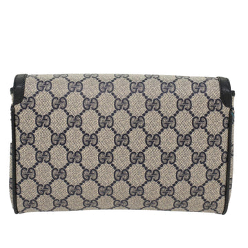 GUCCI GG Canvas Pouch PVC Leather Gray Navy ep1605