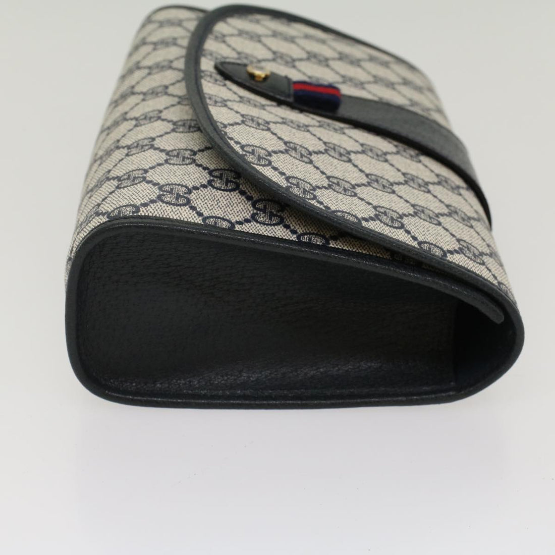 GUCCI GG Canvas Sherry Line Clutch Bag Gray Red Navy 89 01 030 ep1612