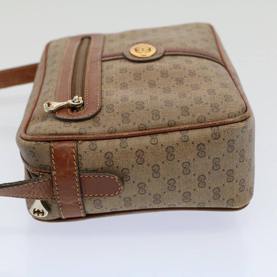 GUCCI Micro GG Canvas Web Sherry Line Shoulder Bag Beige Red 007 904 ep1647