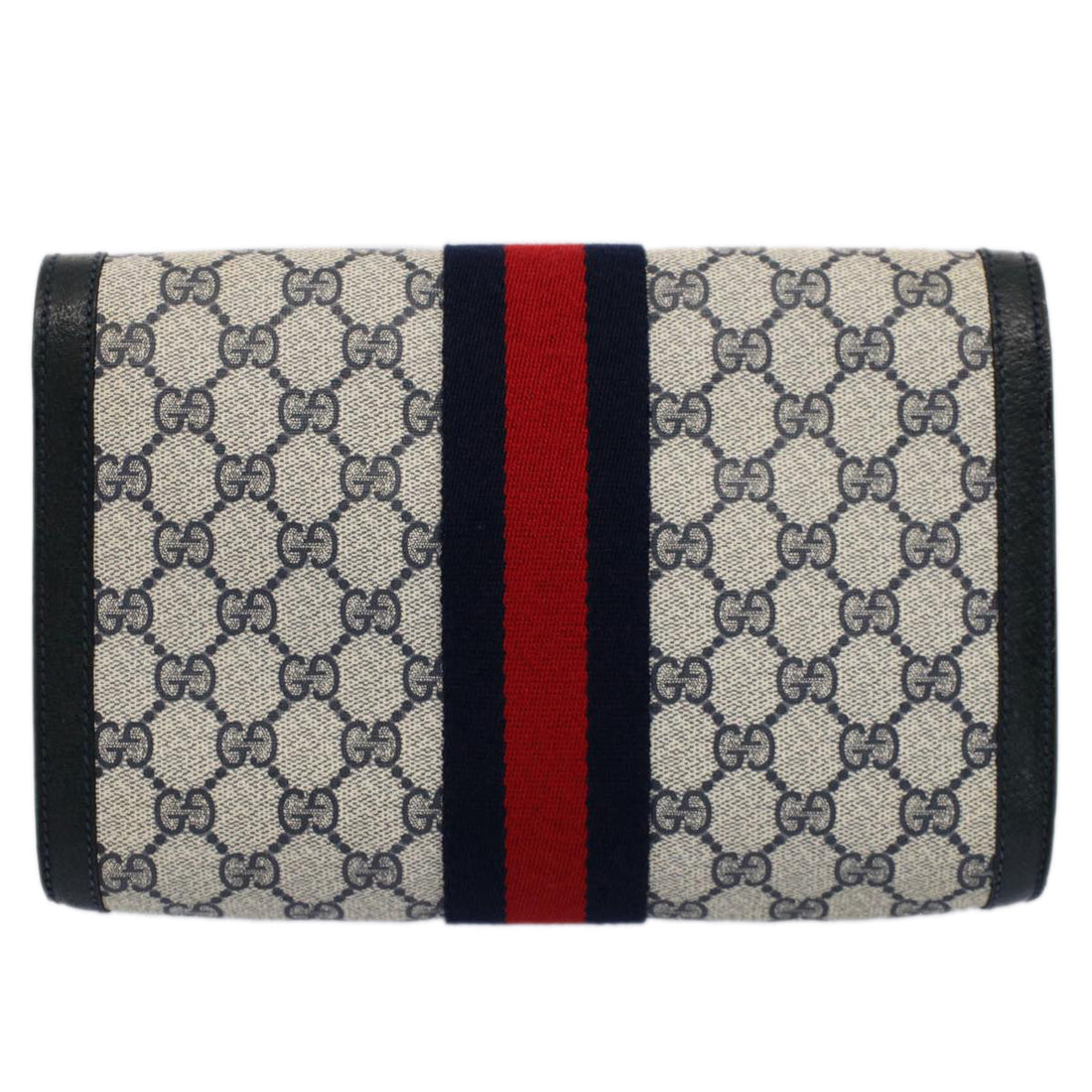 GUCCI GG Canvas Sherry Line Clutch Bag Gray Red Navy 89 01 006 ep1654