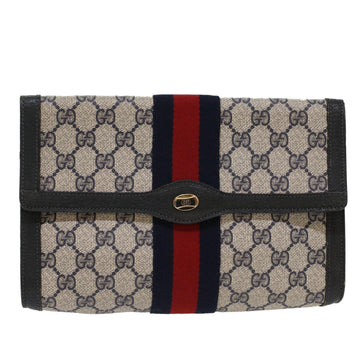 GUCCI GG Canvas Sherry Line Clutch Bag Gray Red Navy 89 01 006 ep1673