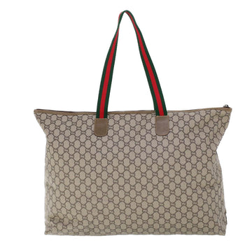 GUCCI GG Plus Canvas Web Sherry Line Tote Bag Beige Red Green ep1694