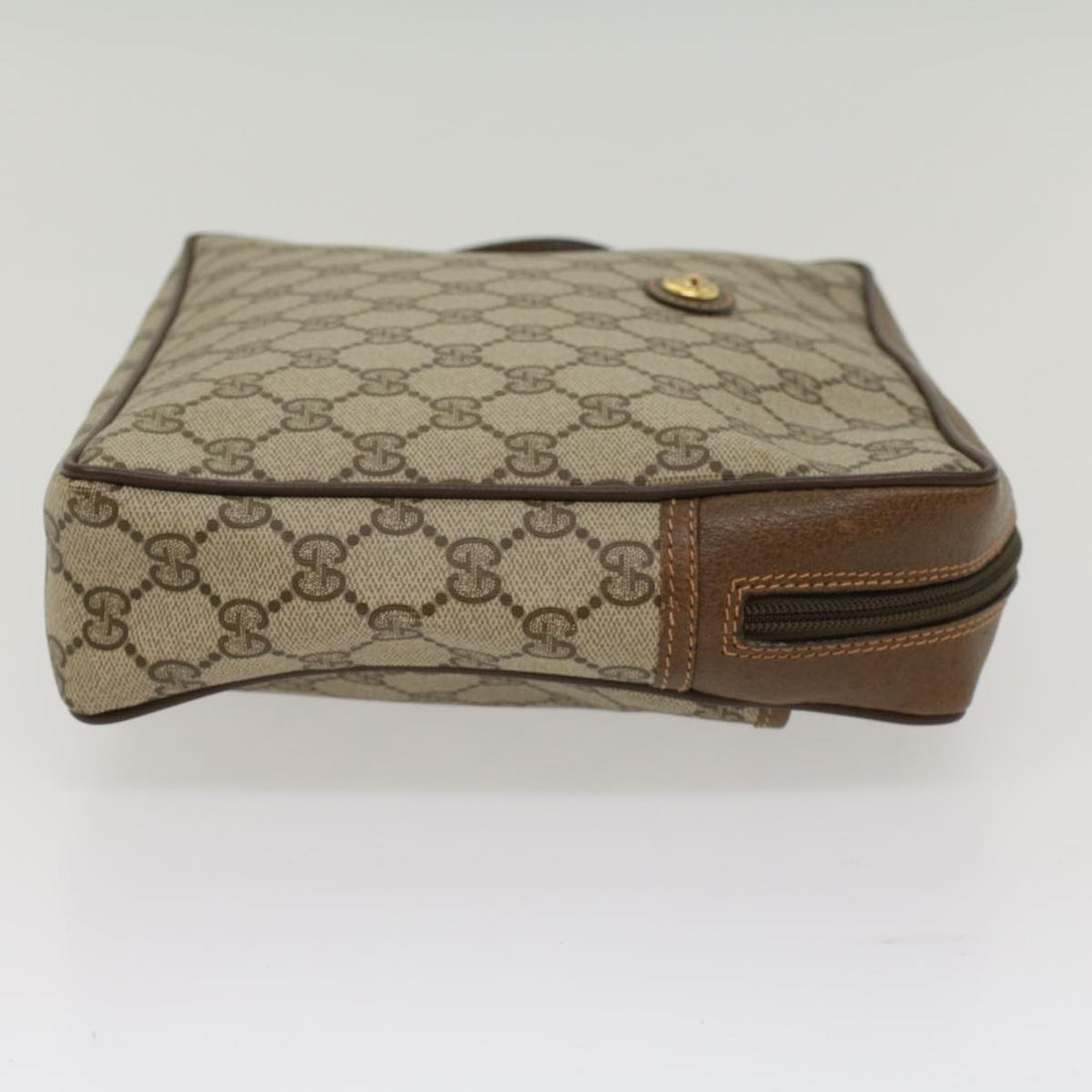GUCCI GG Canvas Clutch Bag PVC Leather Beige ep1718