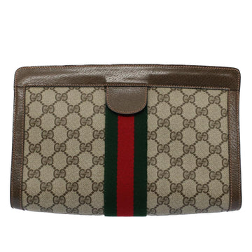 GUCCI GG Canvas Web Sherry Line Clutch Bag Beige Red Green 89 01 002 ep1743