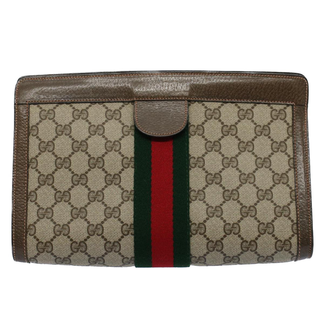 GUCCI GG Canvas Web Sherry Line Clutch Bag Beige Red Green 89 01 002 ep1743