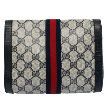 GUCCI GG Canvas Sherry Line Clutch Bag PVC Leather Gray Red Navy ep1790