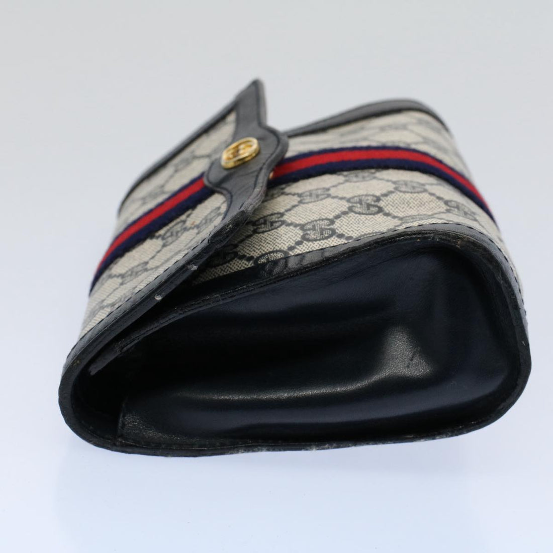 GUCCI GG Canvas Sherry Line Clutch Bag PVC Leather Gray Red Navy ep1790