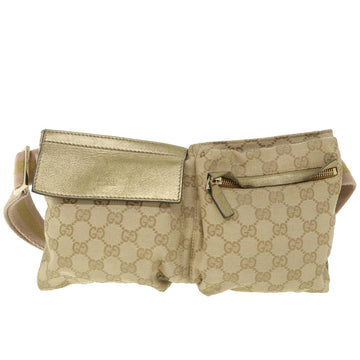 GUCCI GG Canvas Sherry Line Waist bag Beige Pink gold 28566 ep1849