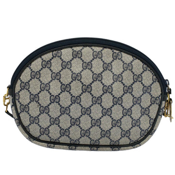 GUCCI GG Canvas Shoulder Bag PVC Leather Gray Navy ep1884