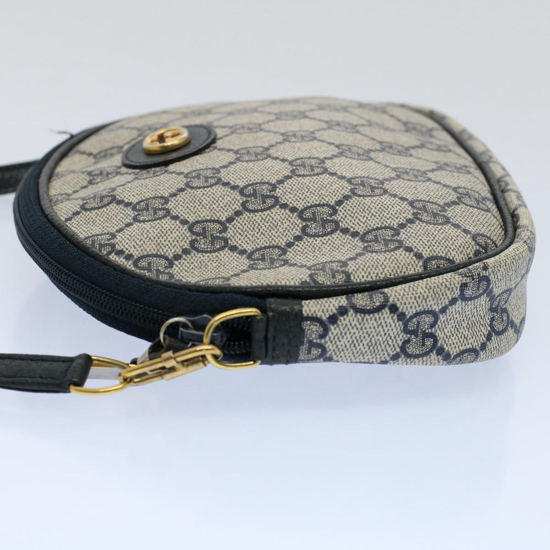 GUCCI GG Canvas Shoulder Bag PVC Leather Gray Navy ep1884