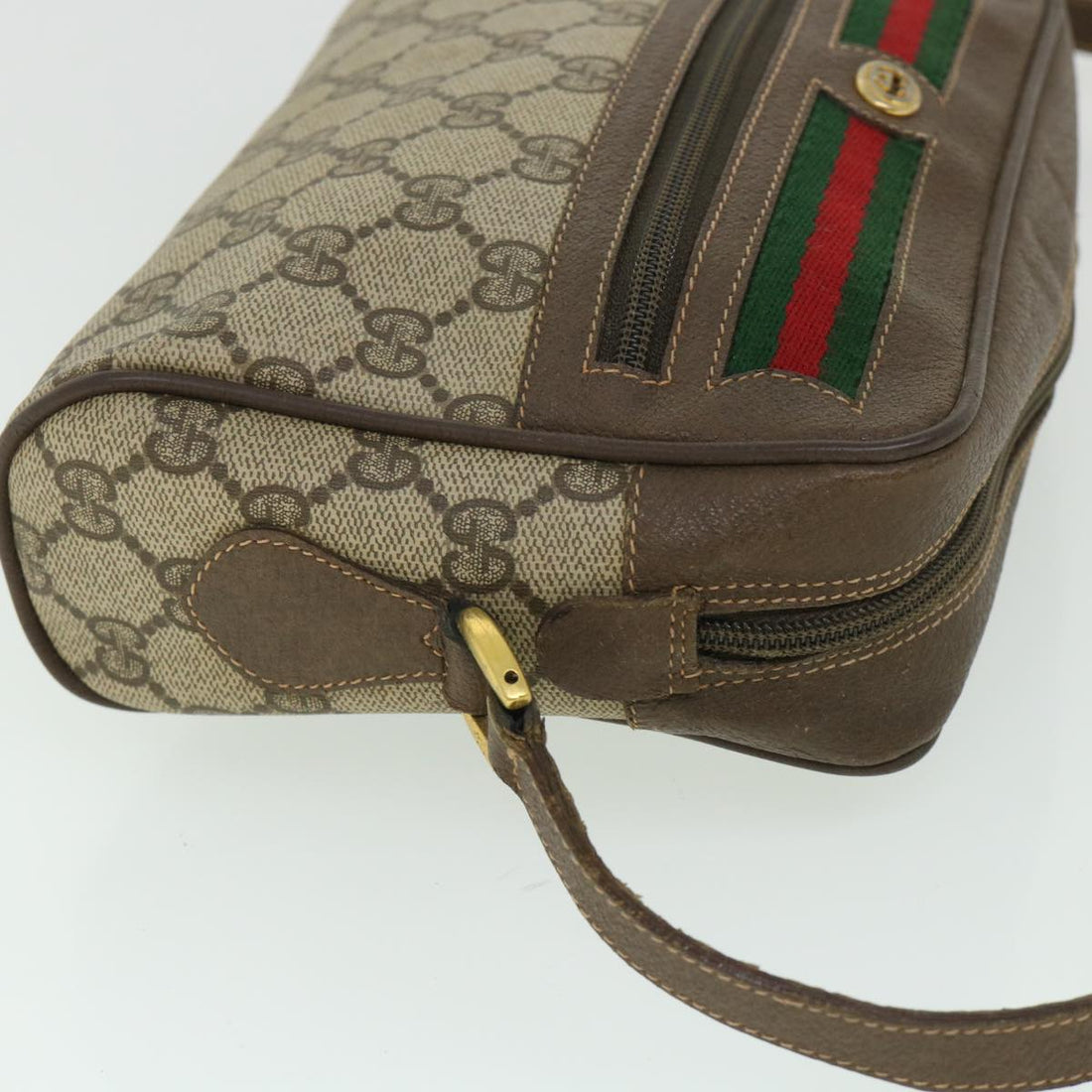 GUCCI GG Canvas Web Sherry Line Shoulder Bag Beige Red 119 02 087 ep1891