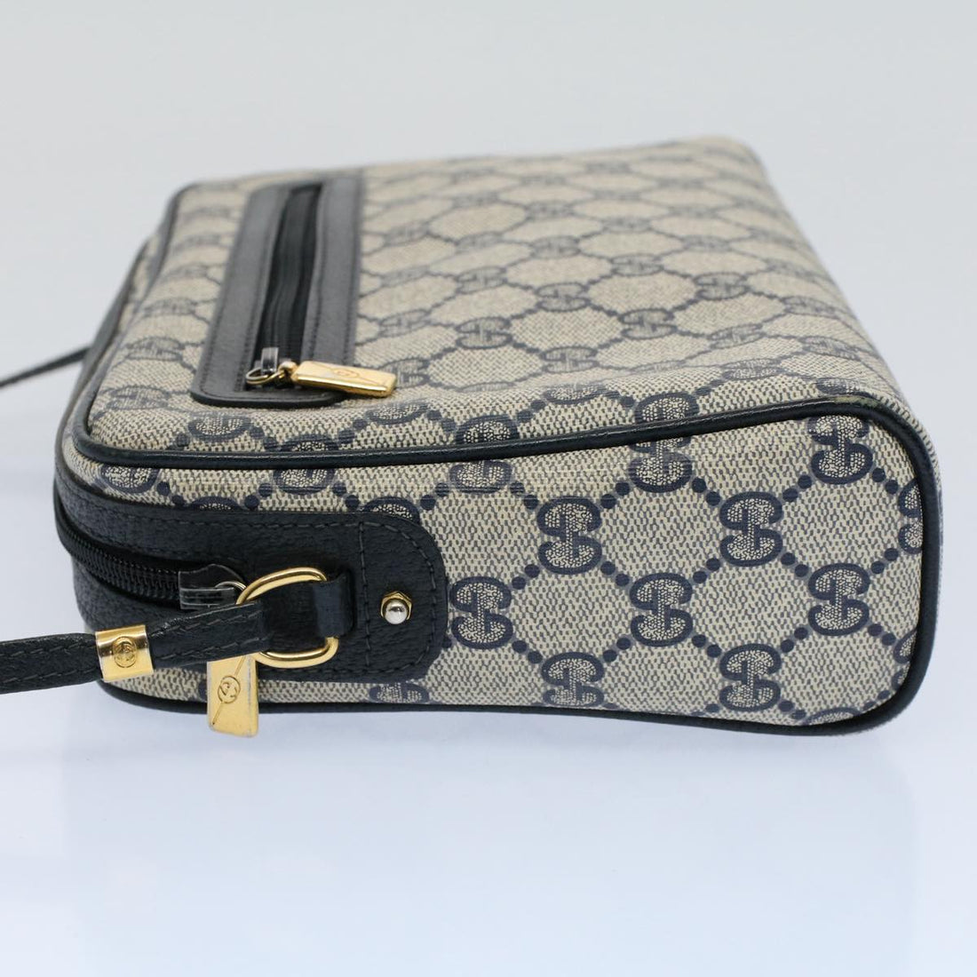 GUCCI GG Canvas Shoulder Bag PVC Leather Gray Navy ep1896