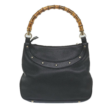 GUCCI Bamboo Shoulder Bag Leather Black 137379 ep2235