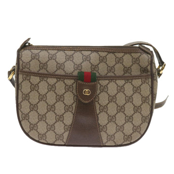 GUCCI GG Canvas Web Sherry Line Shoulder Bag PVC Leather Beige Green ep2244
