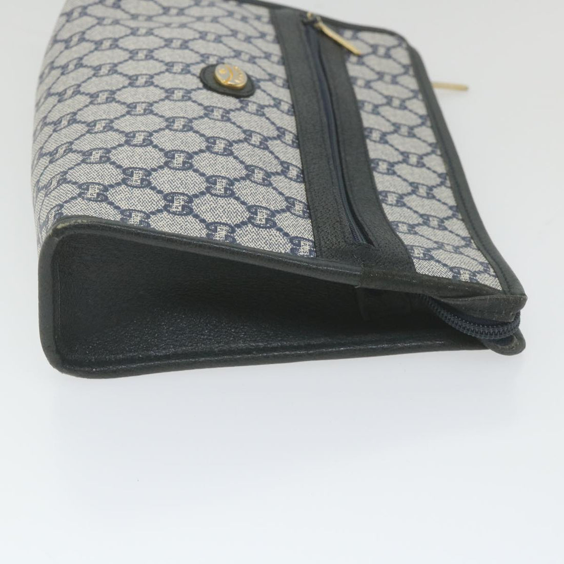 GUCCI GG Plus Supreme Clutch Bag PVC Leather Navy ep2272