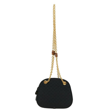 GUCCI Micro GG Canvas Bamboo Chain Shoulder Bag Black Gold ep231