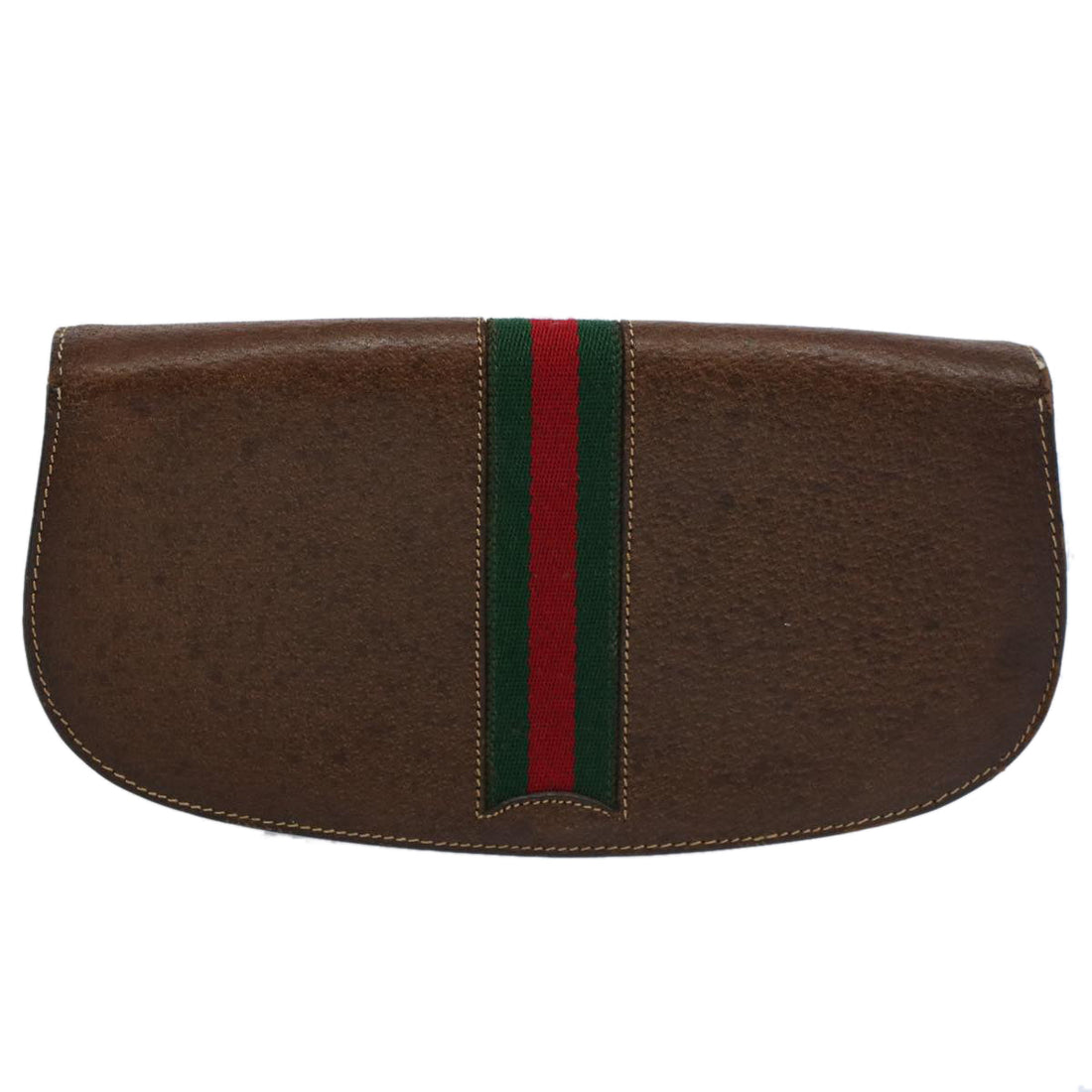 GUCCI Web Sherry Line Clutch Bag Leather Beige Red Green ep2312
