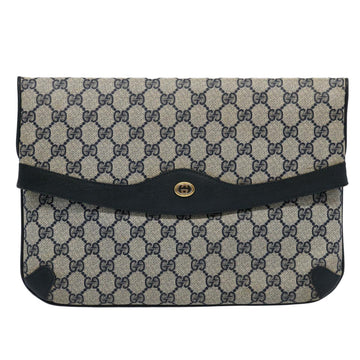 GUCCI GG Supreme Clutch Bag PVC Leather Navy 89 02 075 ep2500