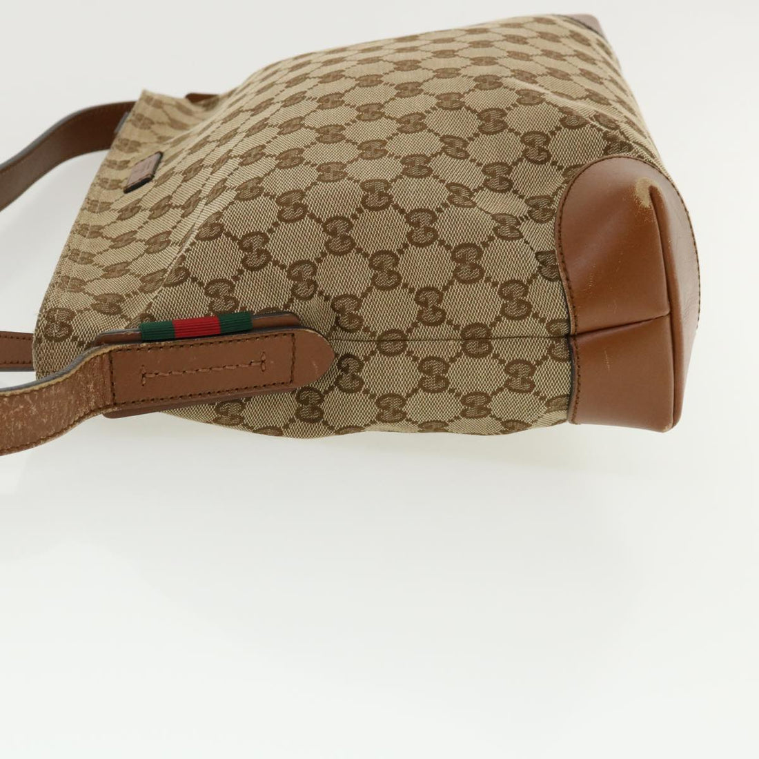 GUCCI Web Sherry Line GG Canvas Shoulder Bag Beige Brown Green 337598 ep701