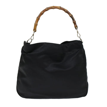 GUCCI Bamboo Shoulder Bag Nylon Black 001•1998•1577 ep826