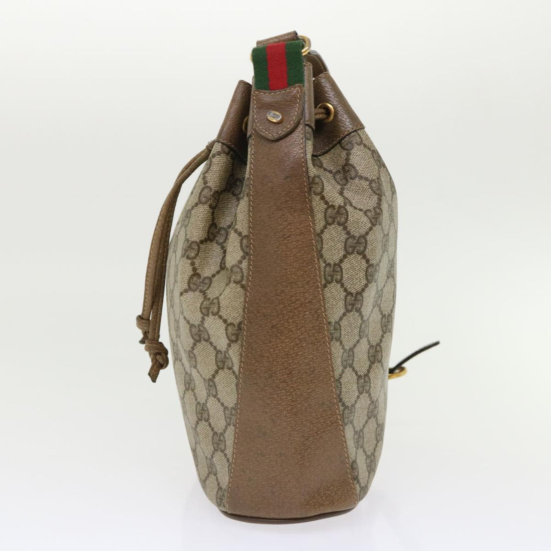 GUCCI GG Canvas Web Sherry Line Shoulder Bag Beige Red 14•02•034 ep874