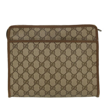 GUCCI GG Canvas Clutch Bag PVC Leather Beige ep898