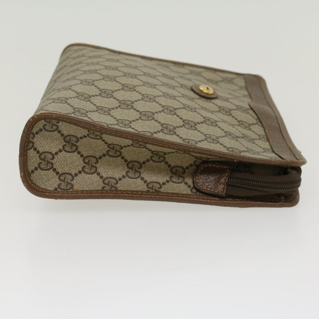 GUCCI GG Canvas Clutch Bag PVC Leather Beige ep898