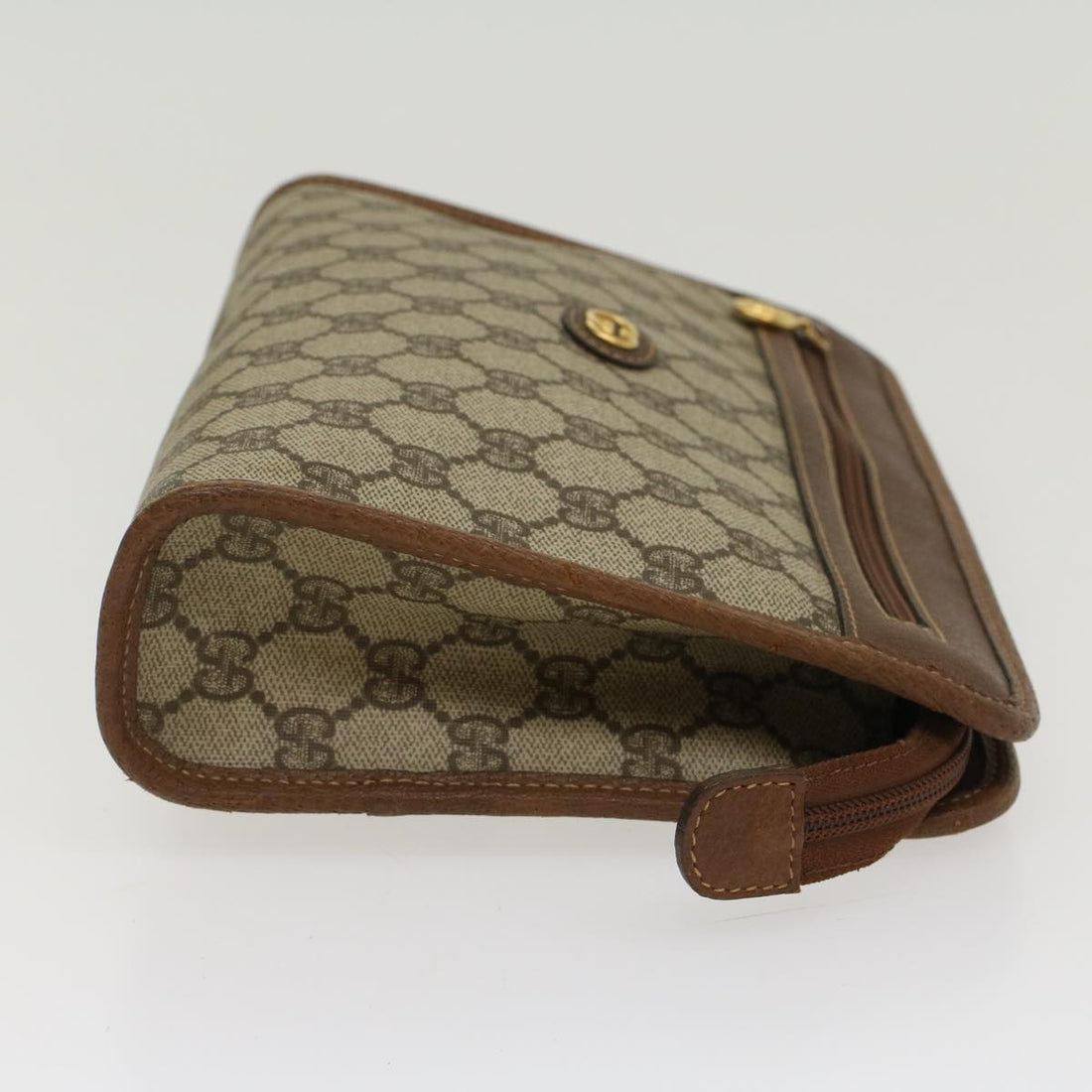 GUCCI GG Canvas Clutch Bag PVC Leather Beige 014•122•6063 ep903