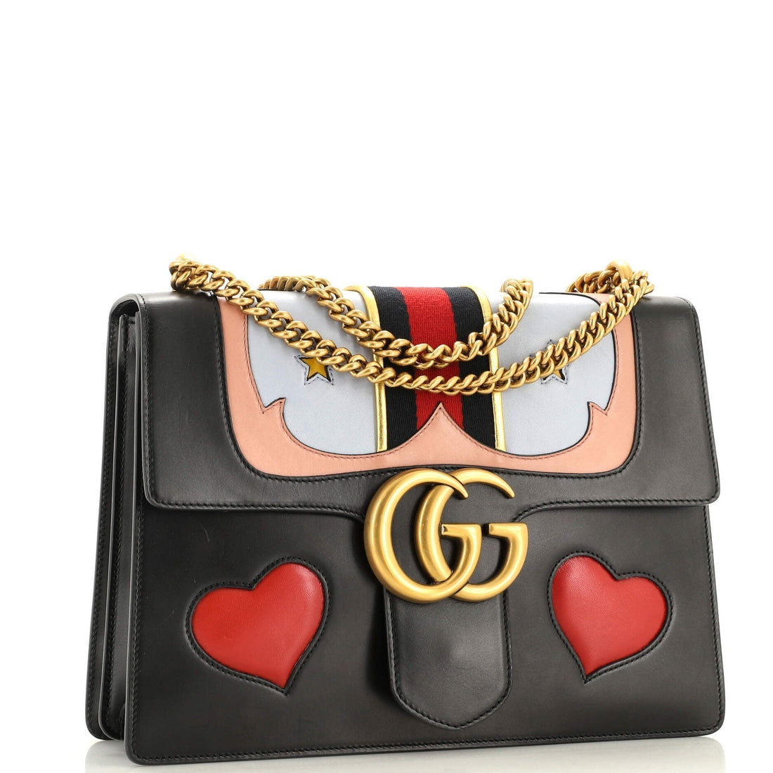 Web Heart GG Marmont Chain Shoulder Bag Leather Medium