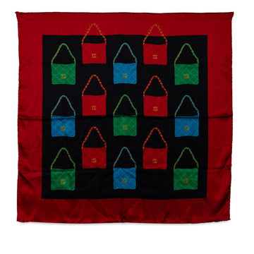 Chanel Matrases Cocomark carf Red Multicolor Silk  CHANEL