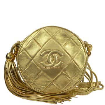 Chanel 1989-1991 Gold Lambskin Fringe Shoulder Bag