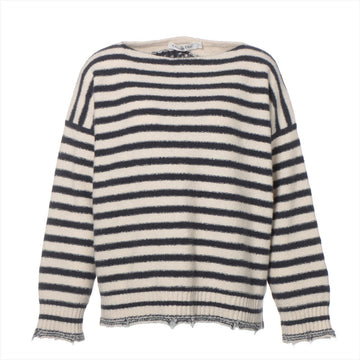 Christian Dior Cashmere X Silk  IT42  Beige X Navy Back Logo Marlinbordernit 314S29AM412