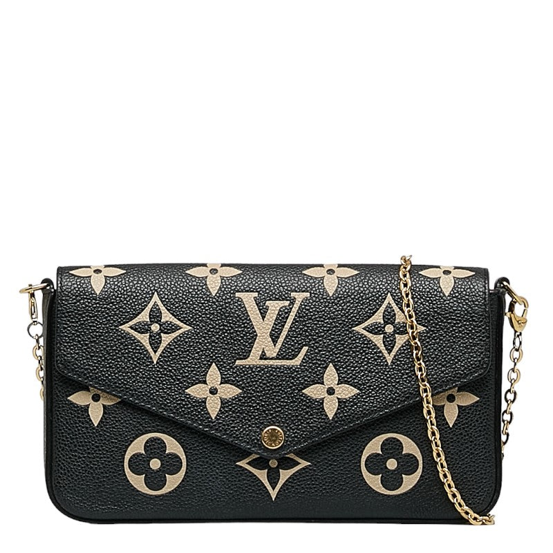 Louis Vuitton Monogram Emplant Poschet Felice Chain Shoulder Bag M80482 Black Beige Leather  Louis Vuitton