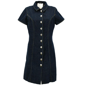 Chanel 1990s logo-buttons denim dress #38
