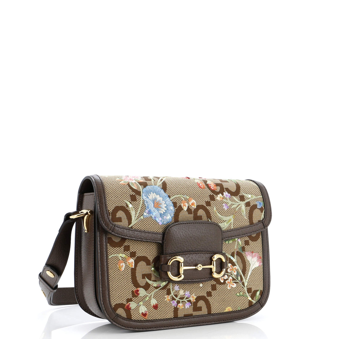 Horsebit 1955 Shoulder Bag Jumbo GG Flower Jacquard Small