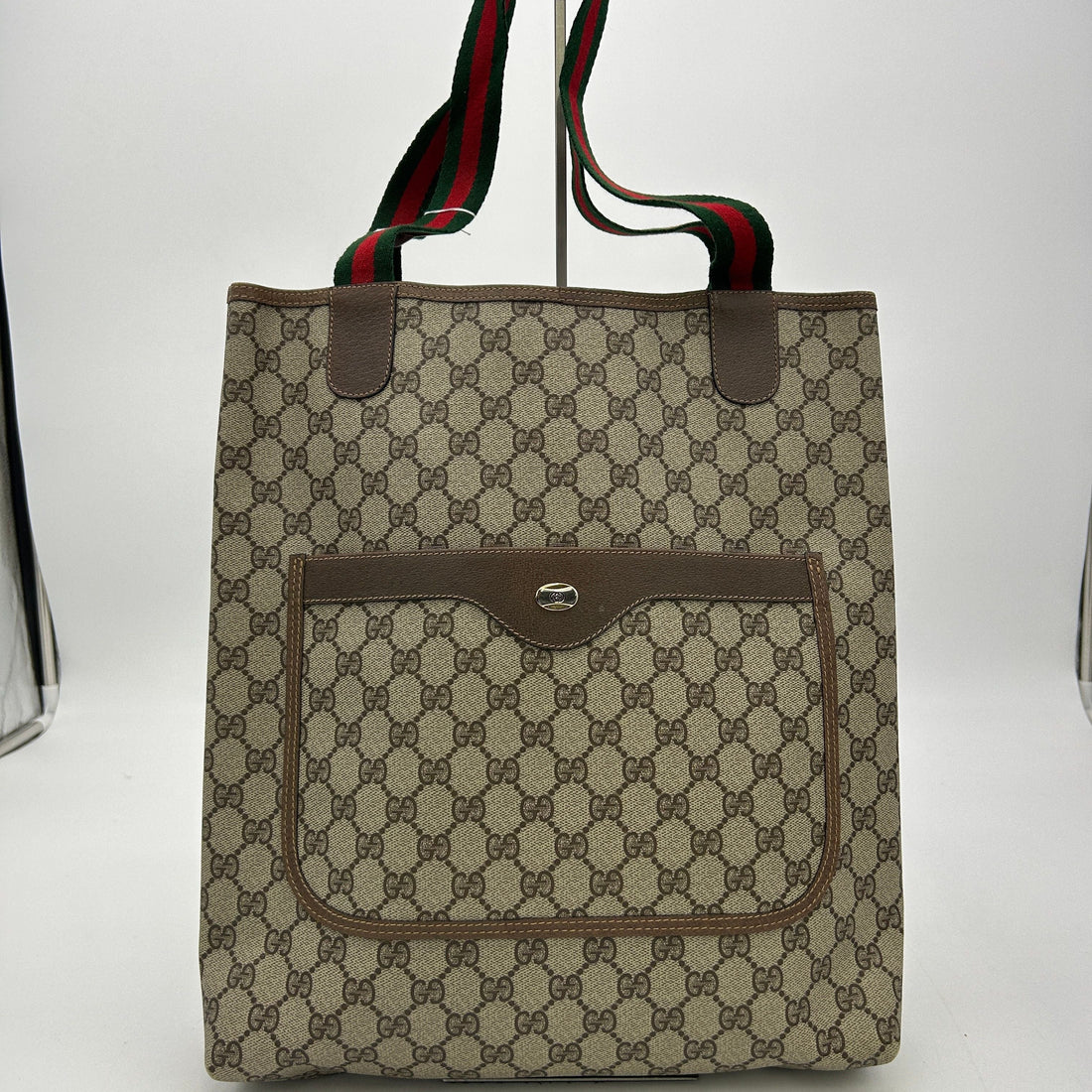 Gucci Accessory Collection Vertical Shopper Tote in GG Canvas With Leather YVEAE995