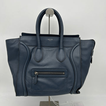 Celine Ragger Micro Shopper Navy Calf Leather Handbag
