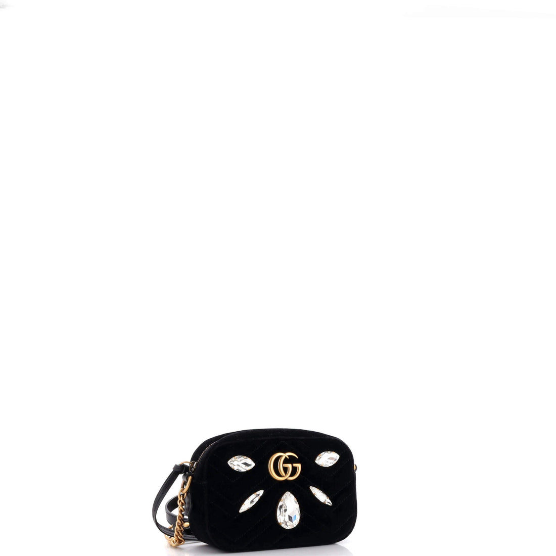 GG Marmont Shoulder Bag Crystal Embellished Matelasse Velvet Mini