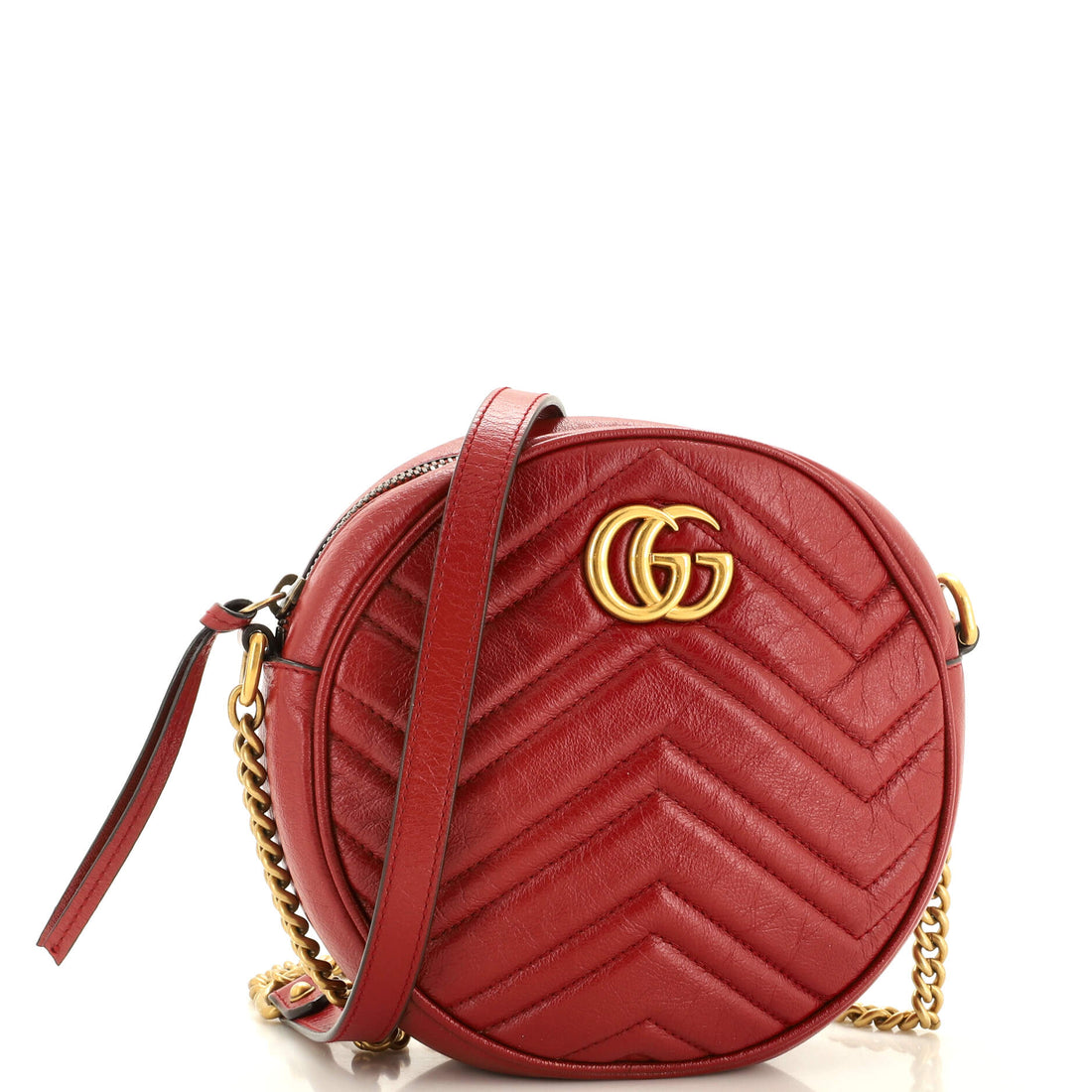 GG Marmont Round Shoulder Bag Matelasse Leather Mini