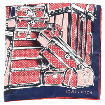 Louis Vuitton Trunks Scarf in Red Silk
